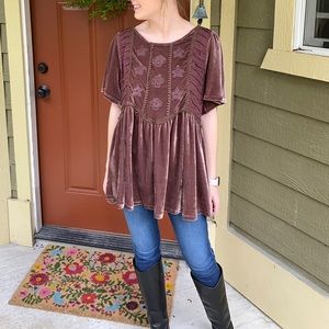 Maroon Velvet Blouse